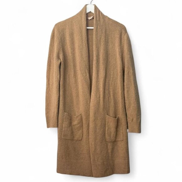 MICHAEL Michael Kors Camel Tan Long Knit Open Front Long Sleeve Cardigan Sweater - Picture 1 of 8